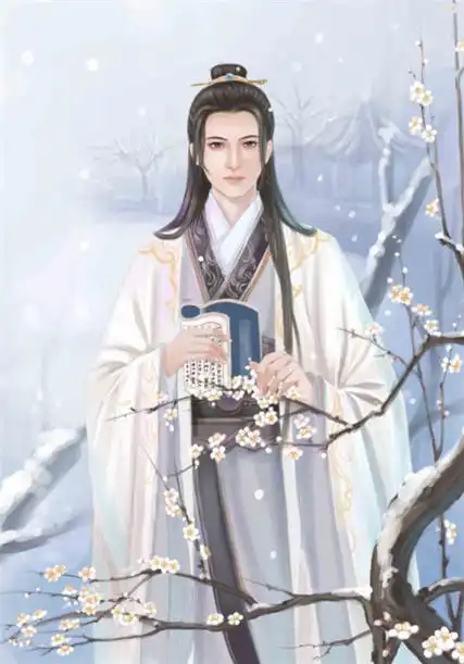 雪中儒雅书生美男子古风插画人物