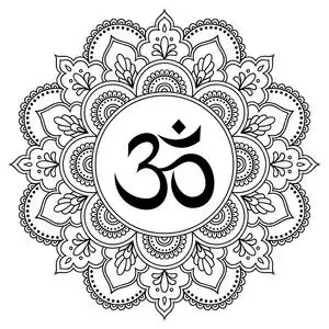 om 装饰符号.曼海蒂风格.在古代印度教咒 om.