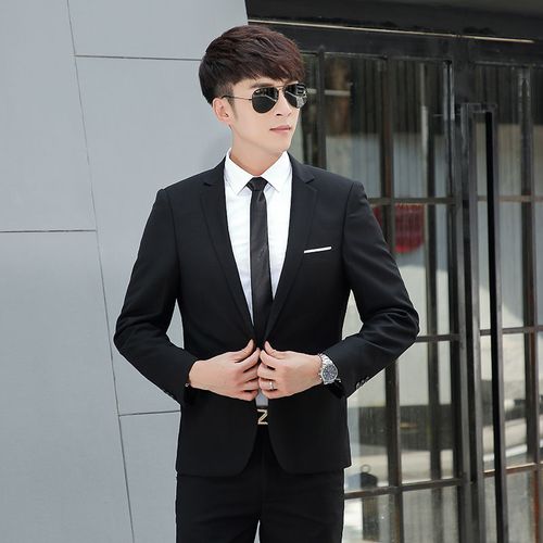 萨巴维西服套装青少年韩版修身小西装三件套男士休闲西装结婚正装