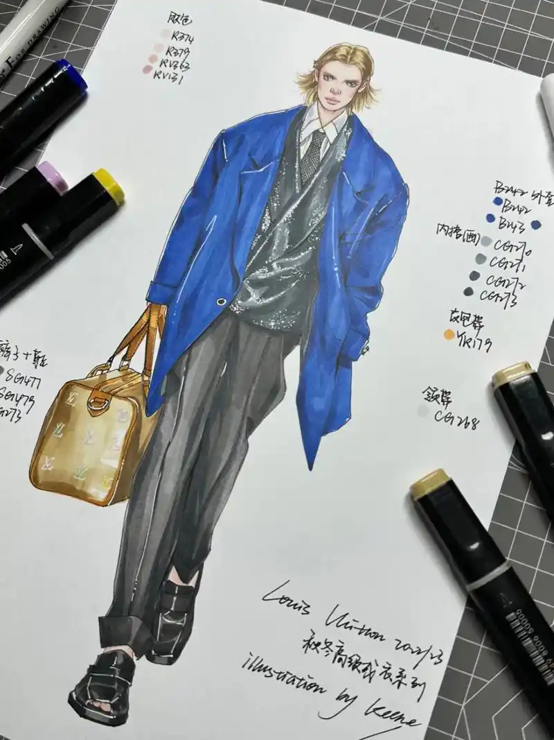 每日一画|oversize超酷西装.#服装设计手绘 #手绘  - 抖音