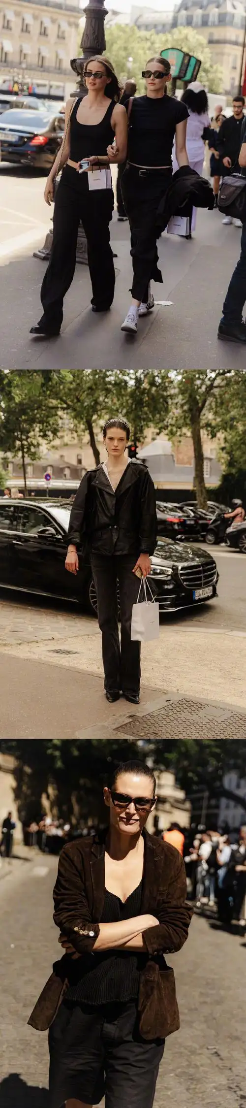 巴黎高定时装周#street style模特街拍合集,时装周期间模特们的穿搭
