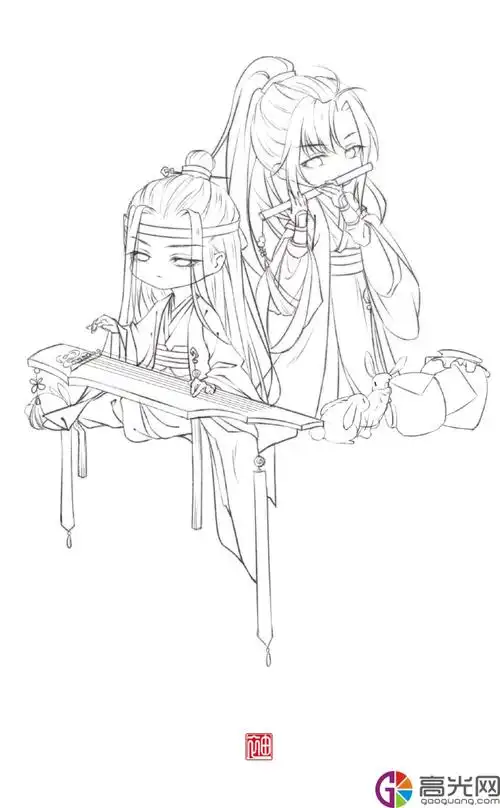 魔道祖师魏无羡蓝忘机天天手绘魏无羡蓝忘机q版画法步骤