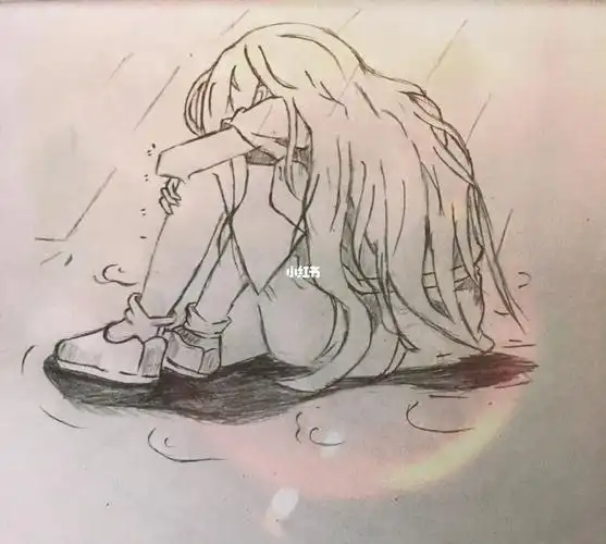 伤心的女孩_绘画_临摹_全球宅家画画打卡_兴趣爱好_绘画