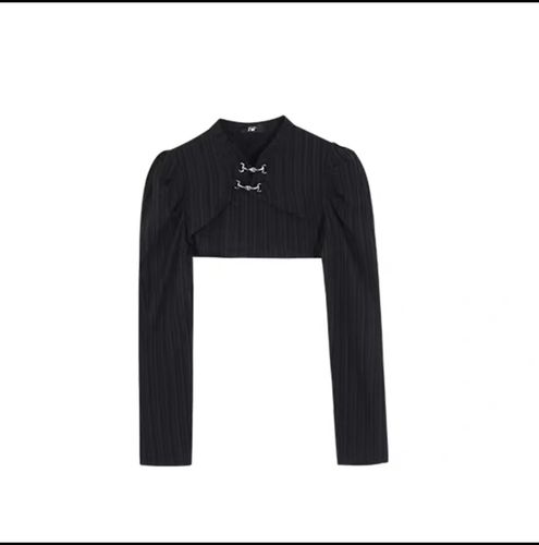 配吊带子外搭开衫高级感黑色坎肩上衣 单黑色罩衫 韩系风格穿搭叠穿早