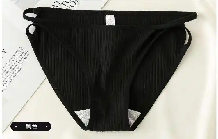 纯棉裆性感女士内裤女学生韩版无痕一条线内裤头女 2件【黑色 黑色】
