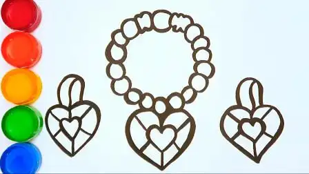 手工画一条项链,用水彩笔给它涂上漂亮颜色,最后是怎样的效果