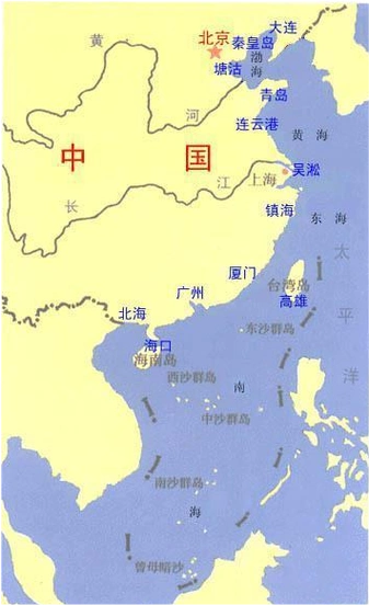 其中,南海位于广东,广西,海南,福建等省份的海域内,黄海位于山东,辽宁