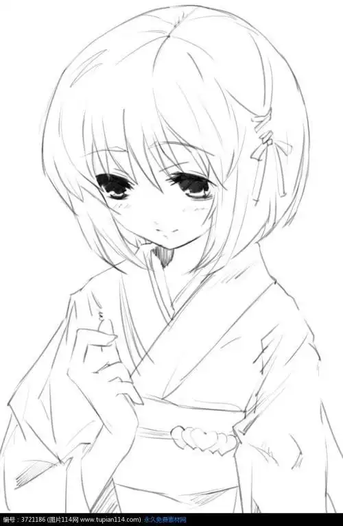 日本女孩动漫简笔画