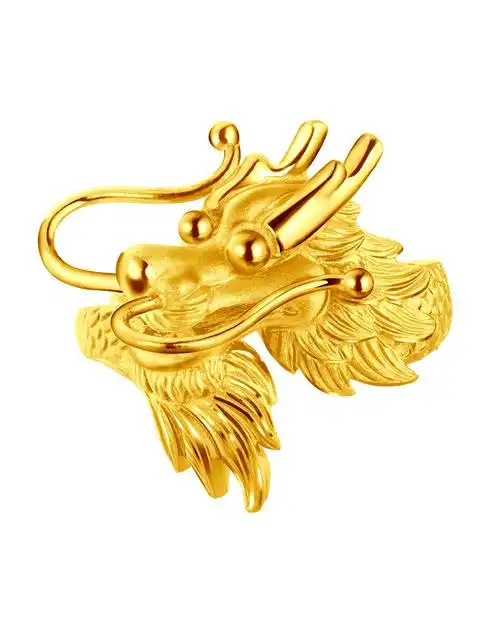 六福珠宝lukfook jewellery专场-足金婚嫁龙凤黄金男对戒(计价)9.36克