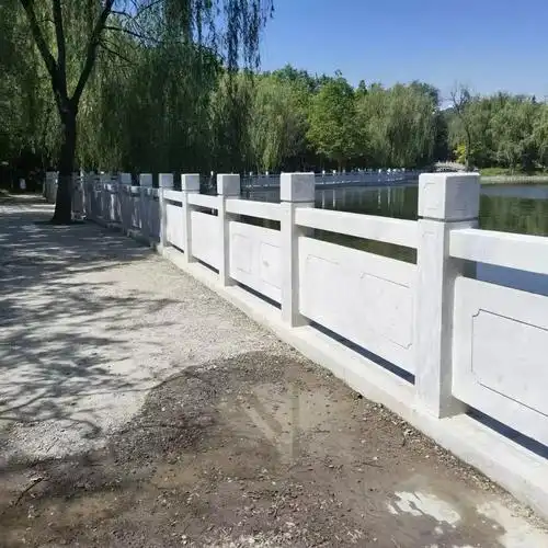 大桥两侧石雕护栏 大理石防护栏杆板 石材雕刻景区石栏杆扶手