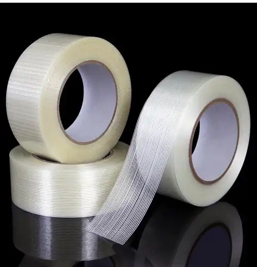 讬辰维迗强力网格纤维胶带pet耐高温不残留条纹8195k透明封箱纤维胶带