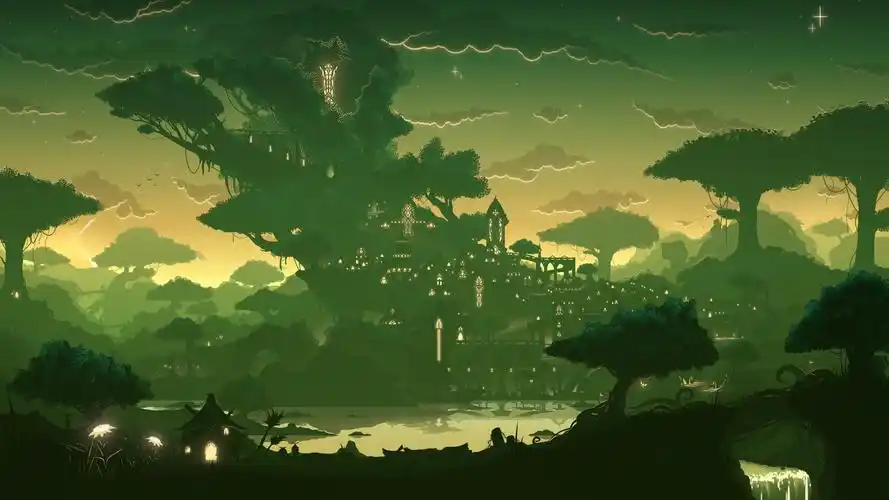 插画搬运风格化须弥城壁纸38402160