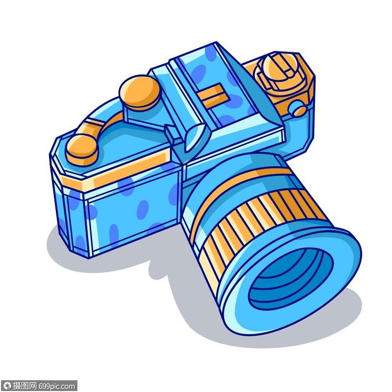 卡通蓝色相机插图图片