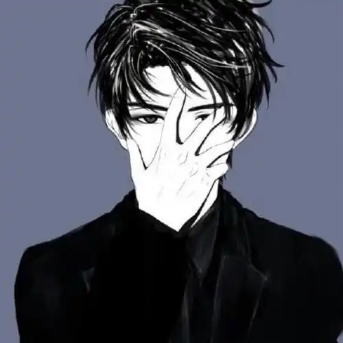 二次元 动漫 黑白 黑化 男头 半脸 帅气