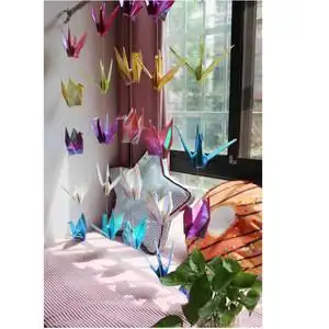 新品促销金色银色白色折纸成品千纸鹤穿线手工diy装扮用品挂饰品7厘米
