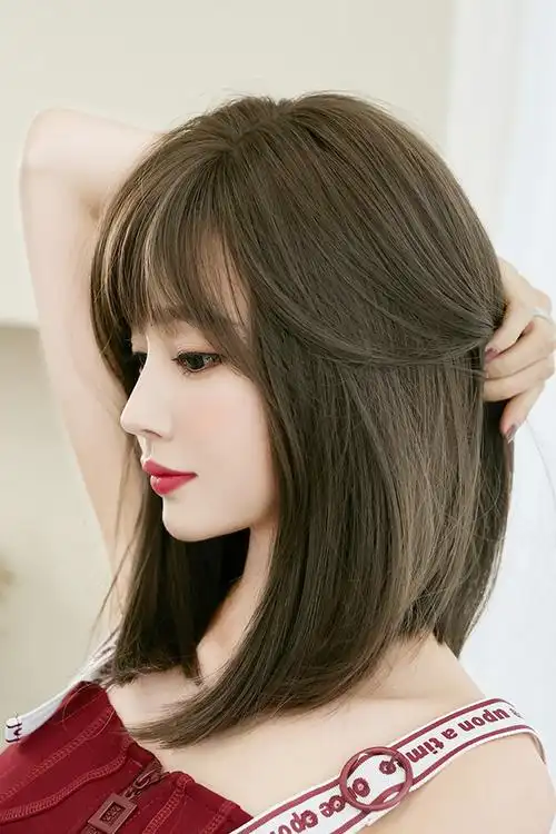 七街皇后假发女网红齐肩短发中长发圆脸直发造型修脸自然蓬松假发