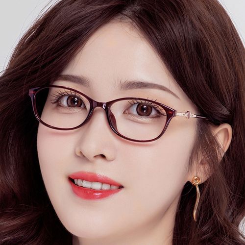 近视超轻韩版潮 圆脸复古眼睛配女式平光变色眼镜 防蓝光 任何脸型 酒