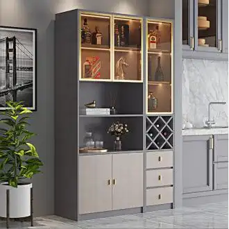 北欧小酒柜现代简约餐厅靠墙轻奢小户型家庭客厅窄储物玻璃柜子