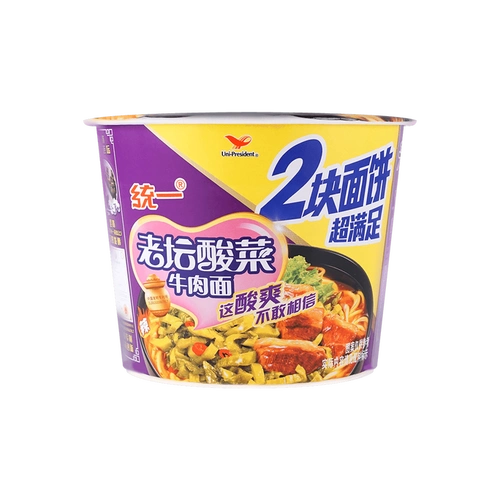 台湾统一  大面饼老坛酸菜牛肉面 2块面饼