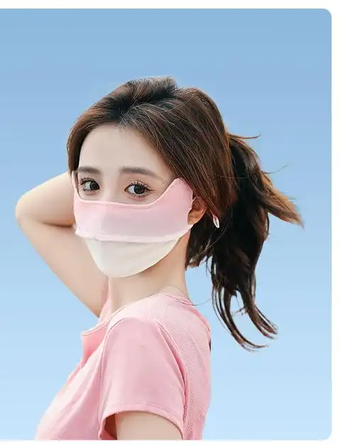 焦下同款护眼角腮红冰丝口罩腮红渐变3d立体防晒口罩女护眼角面罩夏季