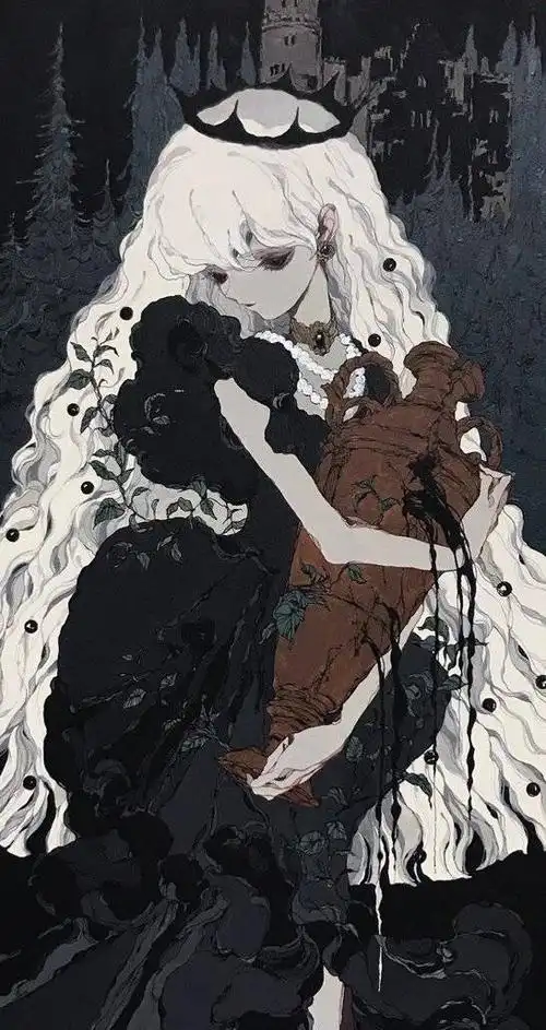 暗黑系人物绘画,独特的哥特式画风,有种诡异的萌