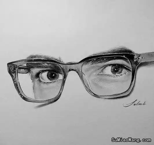 超强质感的眼镜框素描作品欣赏