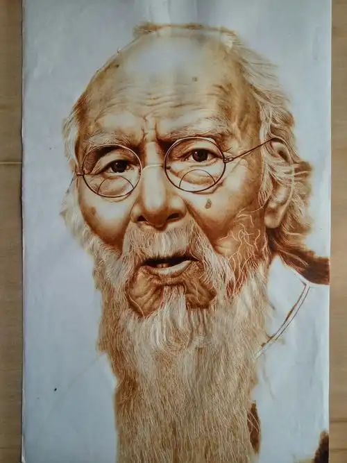 蔡勇强宣纸烙画—肖像 齐白石