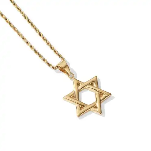 百搭ins原宿风金色六芒星项链嘻哈街头男潮流hiphop吊坠韩版学生