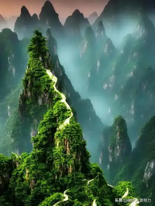 云雾缭绕,山景壮观,美如画卷,一山一景 一天地