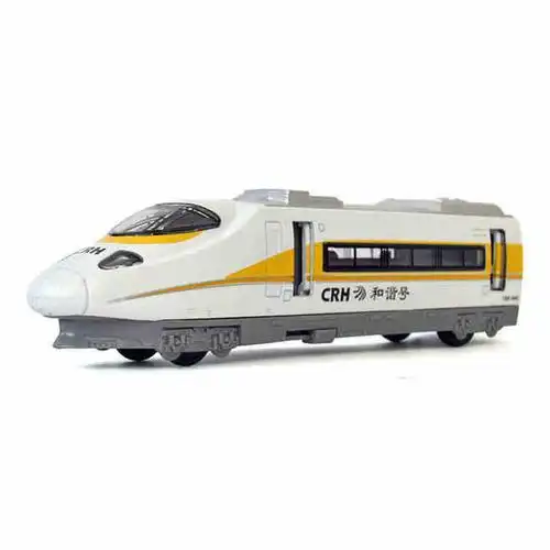 火车模型和谐号动车合金小汽车玩具模型动车组车头高铁声光回力车-t