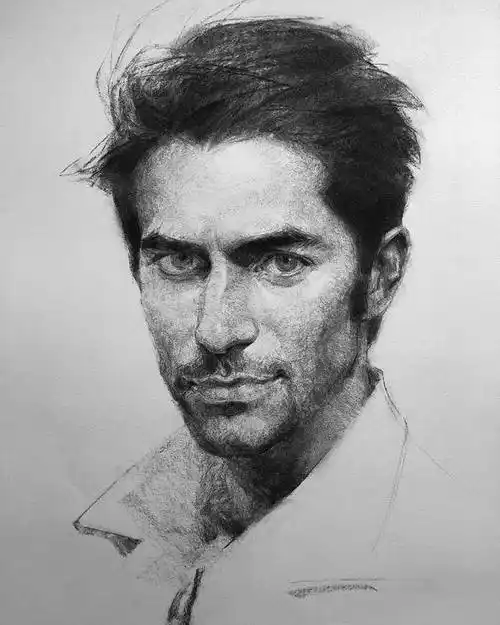 黑白至美,极具个人风格的人物素描肖像
