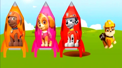 早教益智动画,汪汪队立大功坐火箭,教宝宝学习英语单词和色彩!