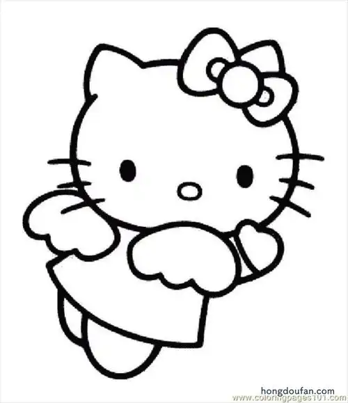 小天使凯蒂猫 hello kitty 涂色卡通简笔画大全 | 红豆饭小学生简笔画