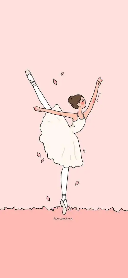 芭蕾舞女生卡通简笔画涂鸦手绘锁屏壁纸