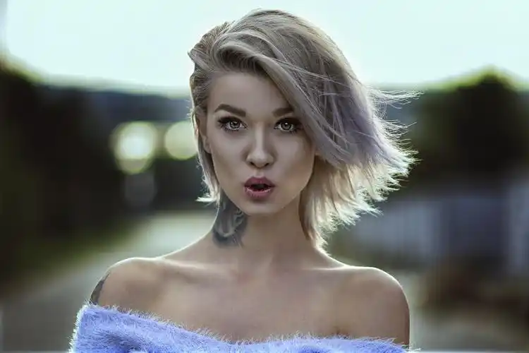 人物,美女,模特,金发,绿眼睛,短发,裸肩,艺术&设计,摄影,照片,自然,有