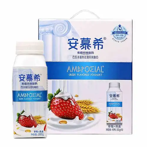 新鲜日期伊利安慕希草莓燕麦希腊风味酸奶200g*10瓶高端瓶装