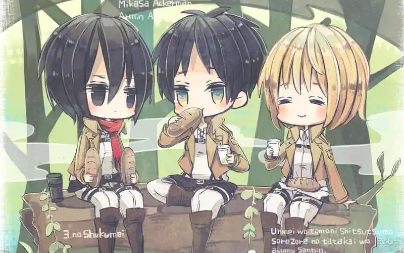 q版进击的巨人三人组可爱卡通壁纸图片