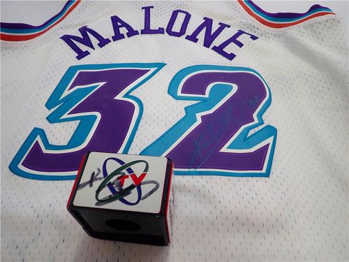 nba 犹他爵士队 卡尔马龙 karl malone 亲笔签名复古球衣篮球服