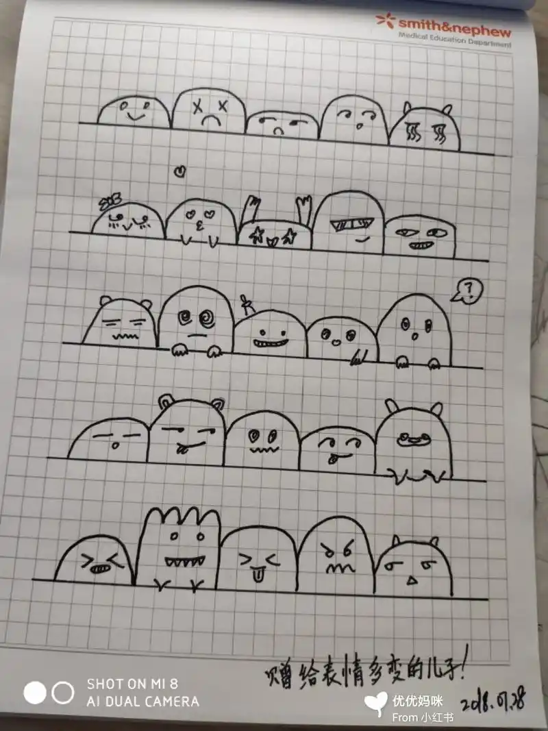 赠给儿子的一副"表情包"简笔画,简单可爱,分分钟搞定