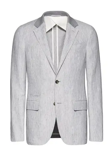 灰色亚麻休闲西装