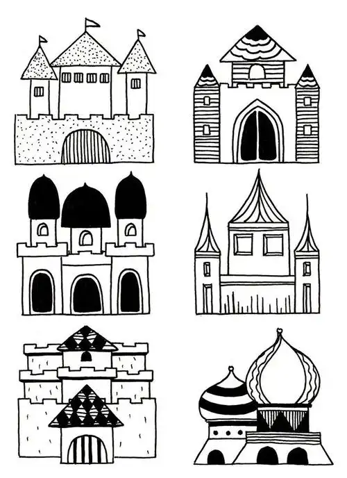 黑白简笔画房屋建筑简笔画集