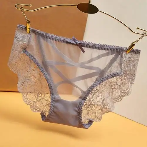 1/2条时尚性感女士内裤透明蕾丝无痕低腰三角裤舒适无痕镂空提拉