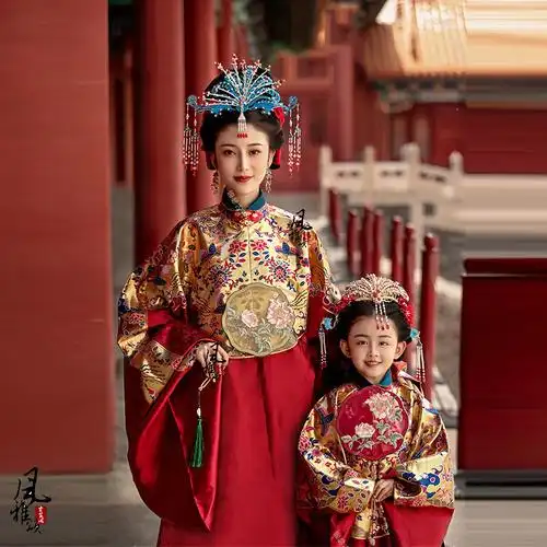 明制母女亲子汉服女童明朝皇后贵妃公主服贵亲子装