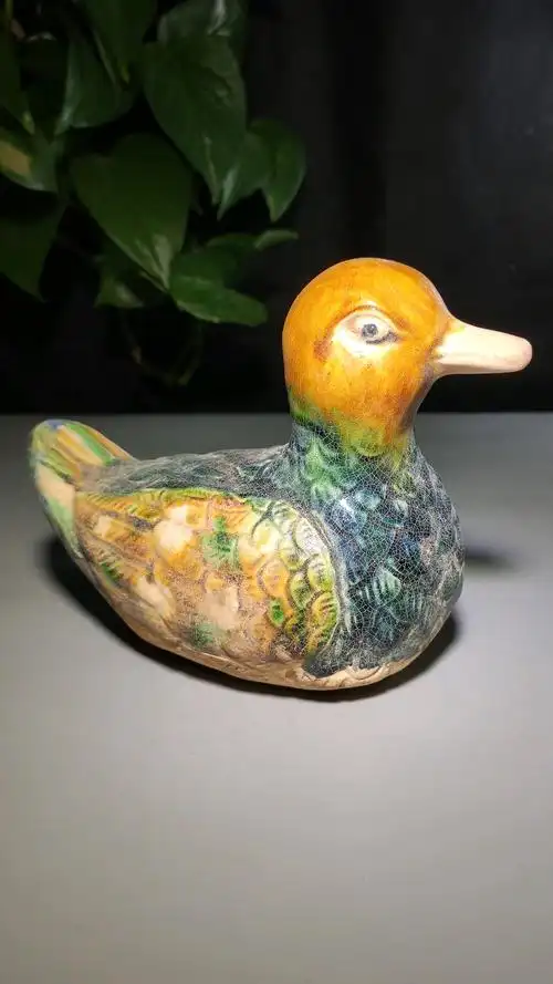 下乡收到开片三彩瓷鸳鸯