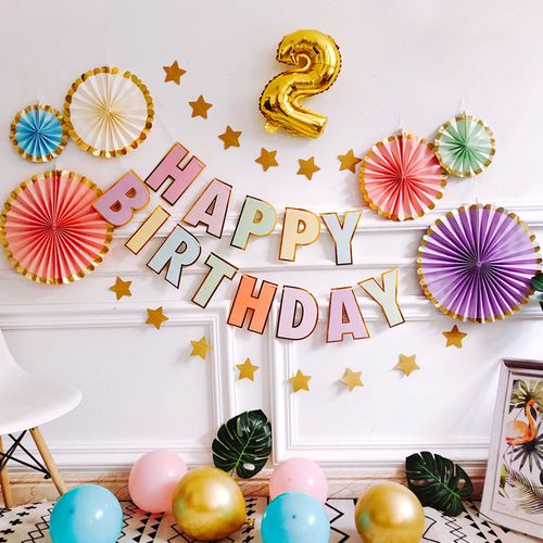 ins男女孩宝宝一周岁简洁生日背景墙场景装饰气球布置用品套餐