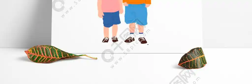 开学季兄弟两一起去上学手绘人物