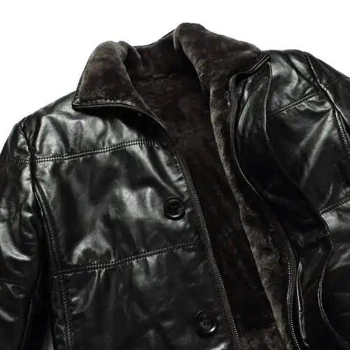 商务防水绵羊皮真皮皮衣羊羔绒皮毛一体男 x16101 00258 m1218 黑棕色