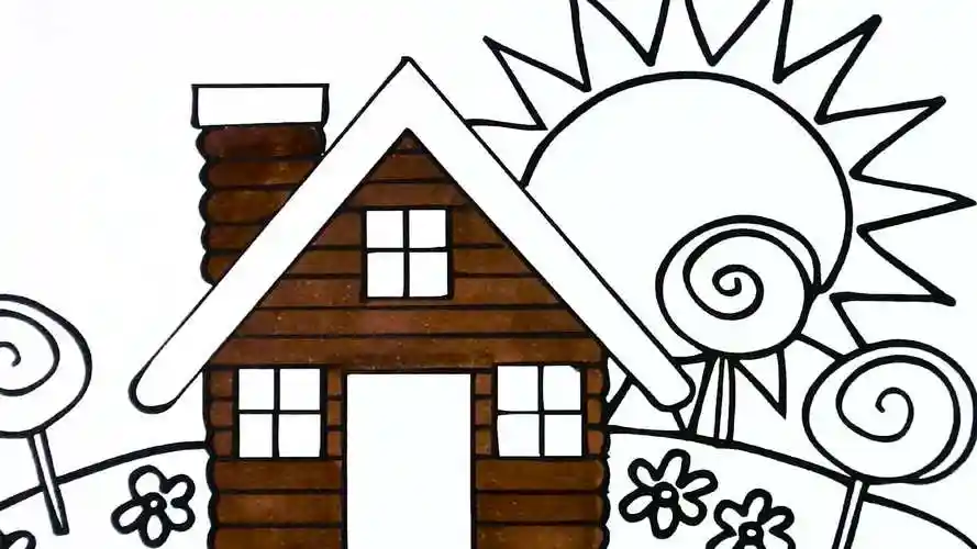 最简单儿童线条画!画漂亮的小房子!