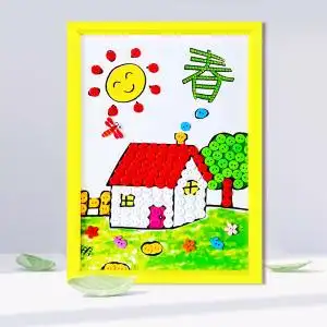 春天儿童创意手工diy制作纽扣粘贴画幼儿园小学生自制扣子作品业