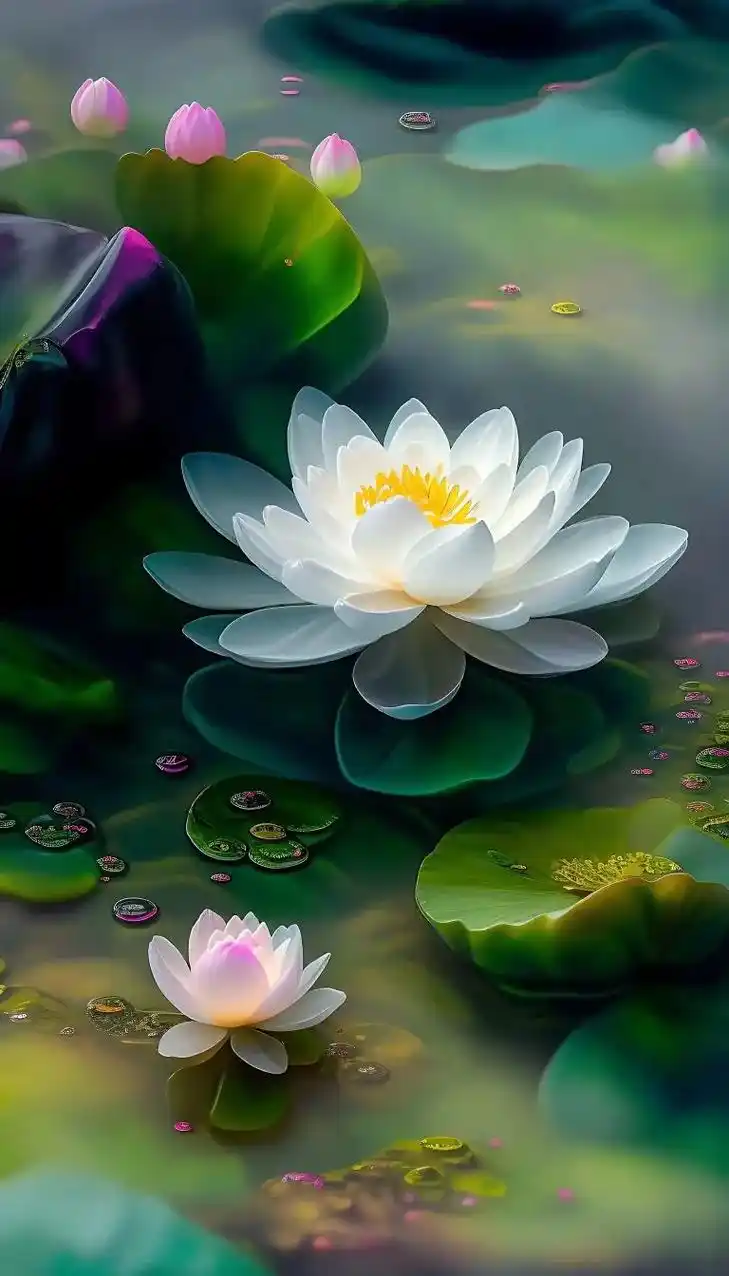 雪世界,雪中莲花#ai绘画#唯美意境#图文#莲花 - 抖音